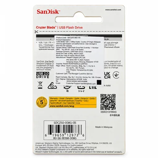 SanDisk Cruzer Blade 8GB USB 2.0 Pen Drive